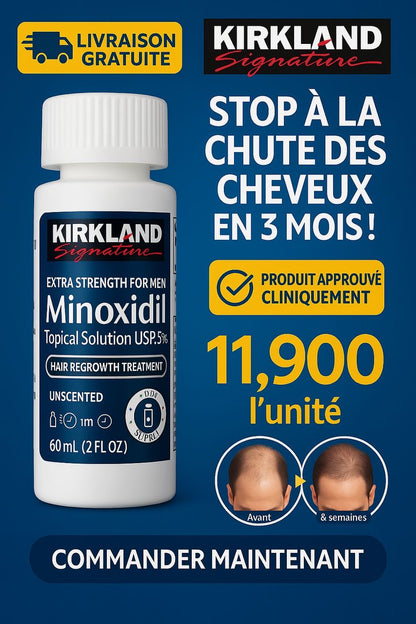 Minoxidil Kirkland 5% – Repousse des Cheveux & Barbe