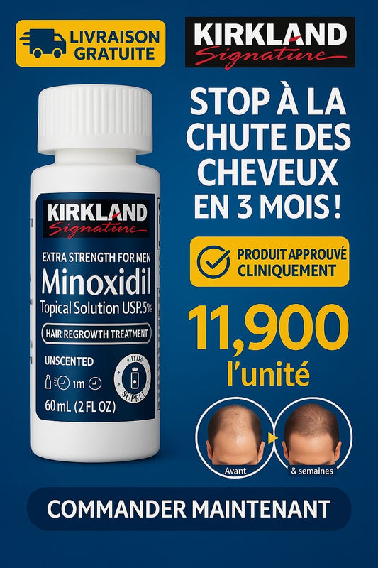 Minoxidil Kirkland 5% – Repousse des Cheveux & Barbe