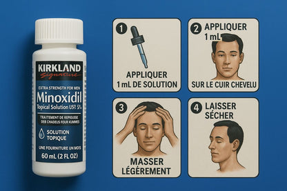 Minoxidil Kirkland 5% – Repousse des Cheveux & Barbe